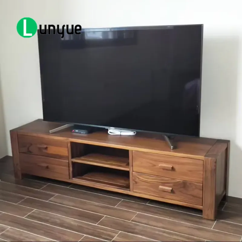 Sustainable Living Design - Nordischer Moderner Europäischer Teak-TV-Schrank mit 4